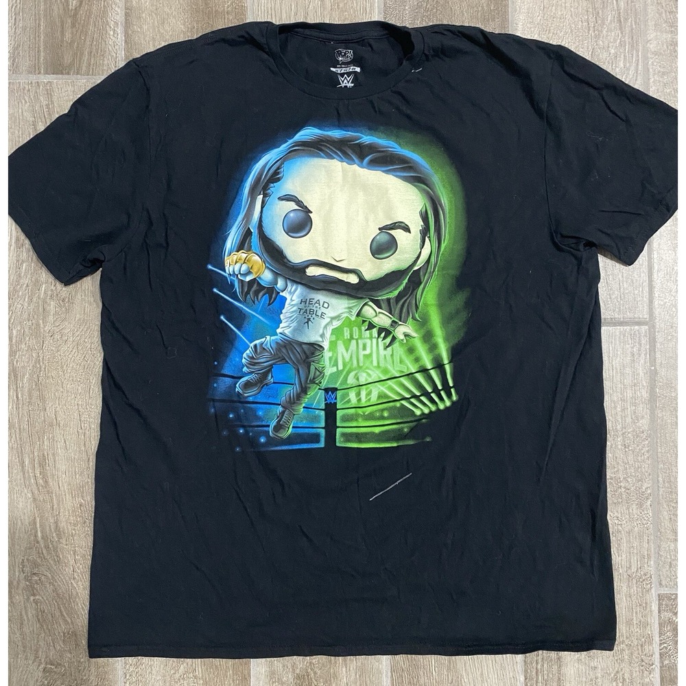 Funko Pop Tees Roman Reigns Head Of The Table WWE Black T-shirt Men's Size XL